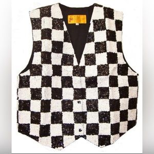 Sequin checkered vest